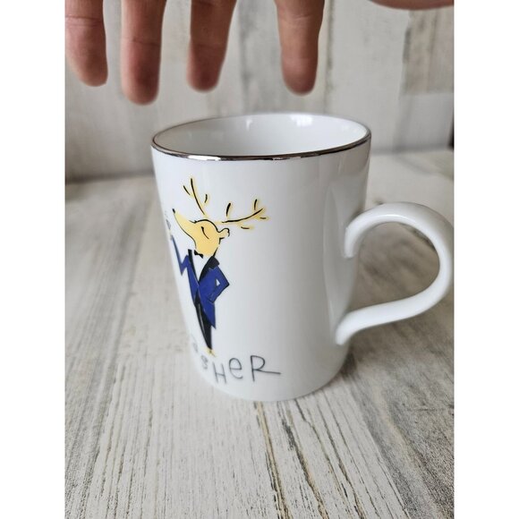 Pottery Barn Dasher reindeer cup mug Xmas deer suit wine champagne - Picture 2 of 5